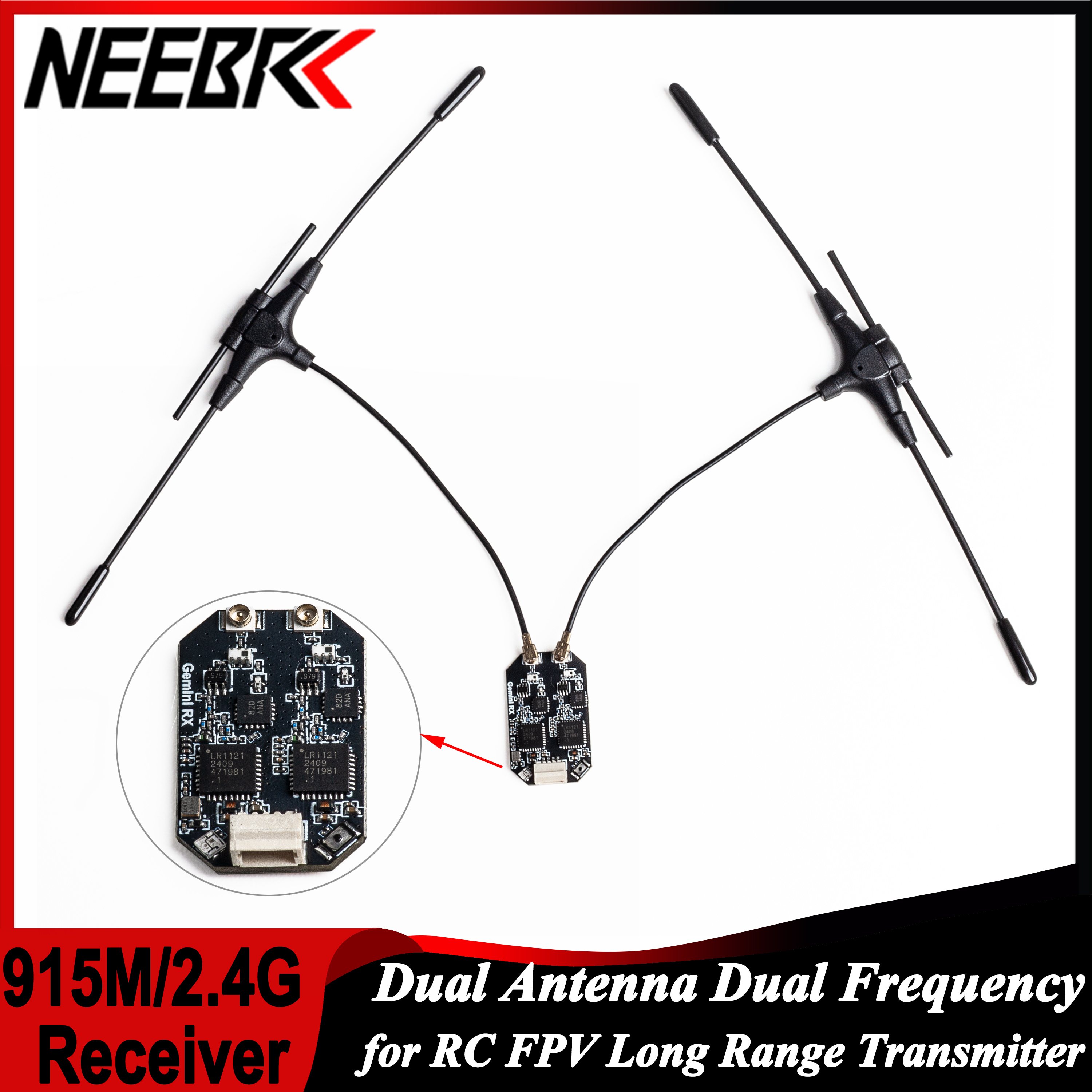 Drone Racing Receiver - ELRS 915MHz/2.4GHz Gemini Dual Antenna Dual