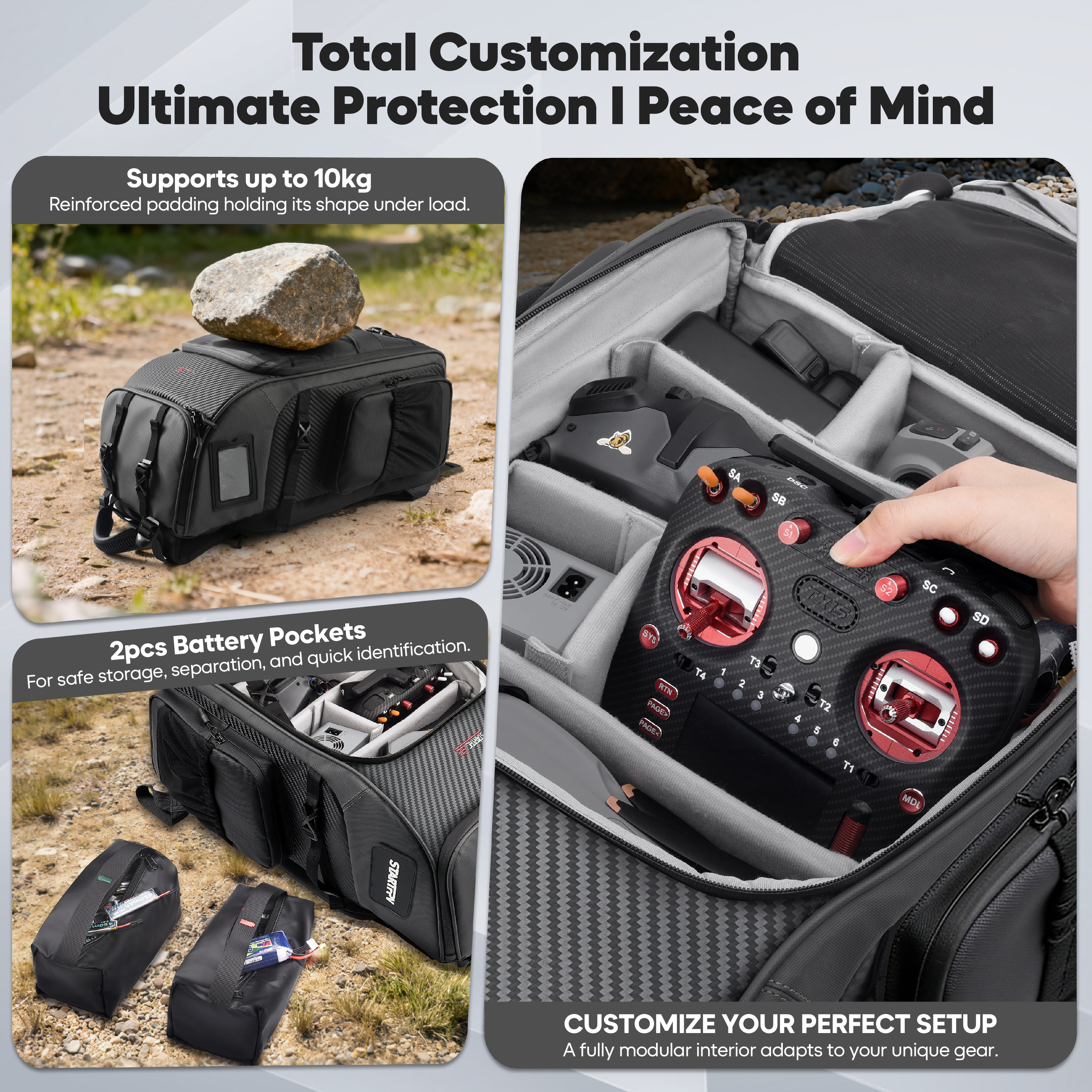 FPV Drone Backpack 40L Profess - Drone Racing Goggles recension och pris